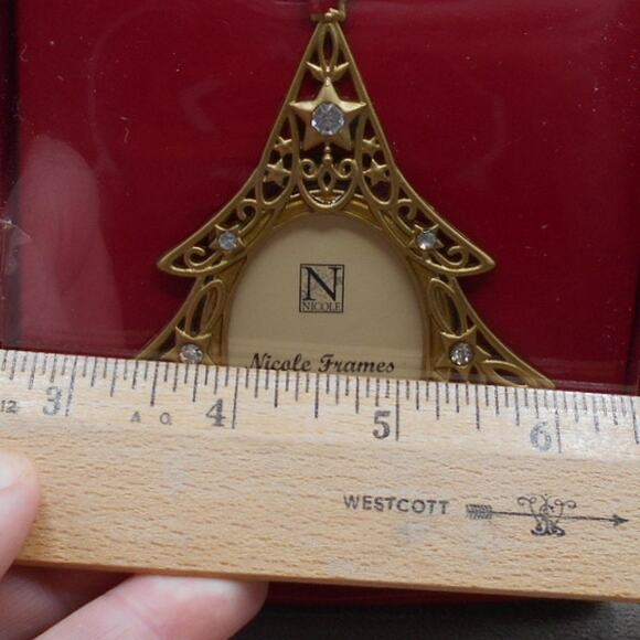 Gold Christmas Tree Picture Frame Ornament NIB Nicole Frames - Picture 2 of 4